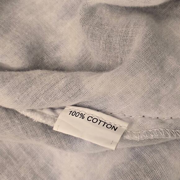 Dolma Boho Tie Dye Blouse L Blue White Cotton Lightweight Tunic Side Slit Top - Picture 3 of 8